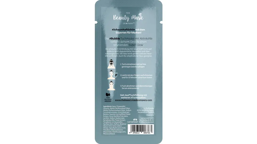 The Beauty Mask Company Bubble Tuchmaske Aktivkohle Oxygen