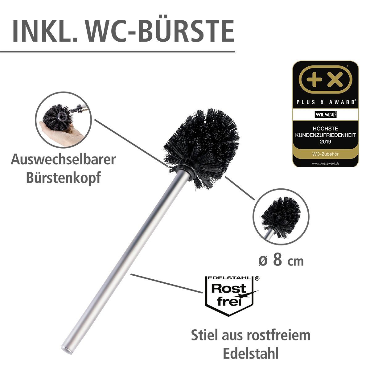 WENKO WC-Garnitur Rivalta, integrierter Toilettenpapierhalter und WC-Bürstenhalter