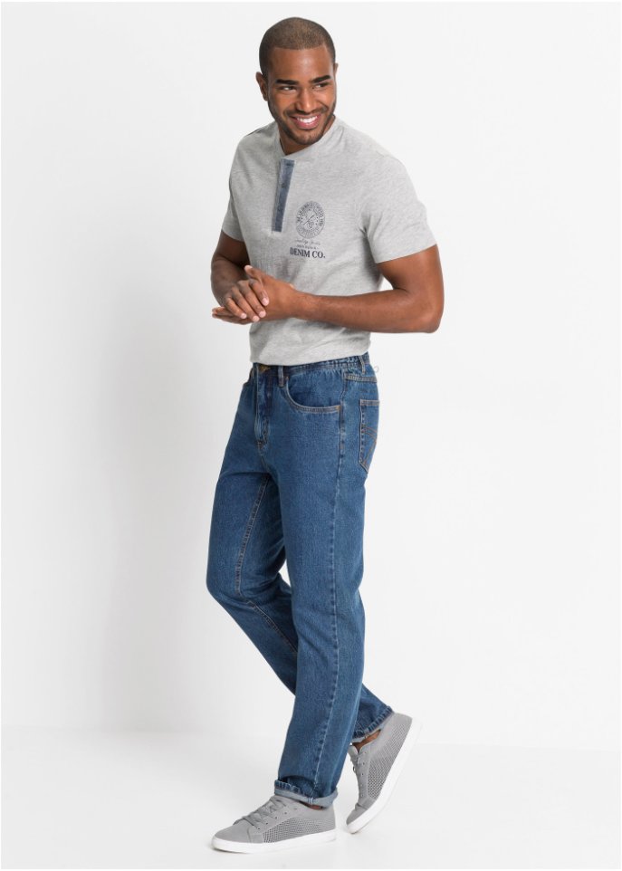 Classic Fit Jeans mit seitlichem Dehnbund, Straight