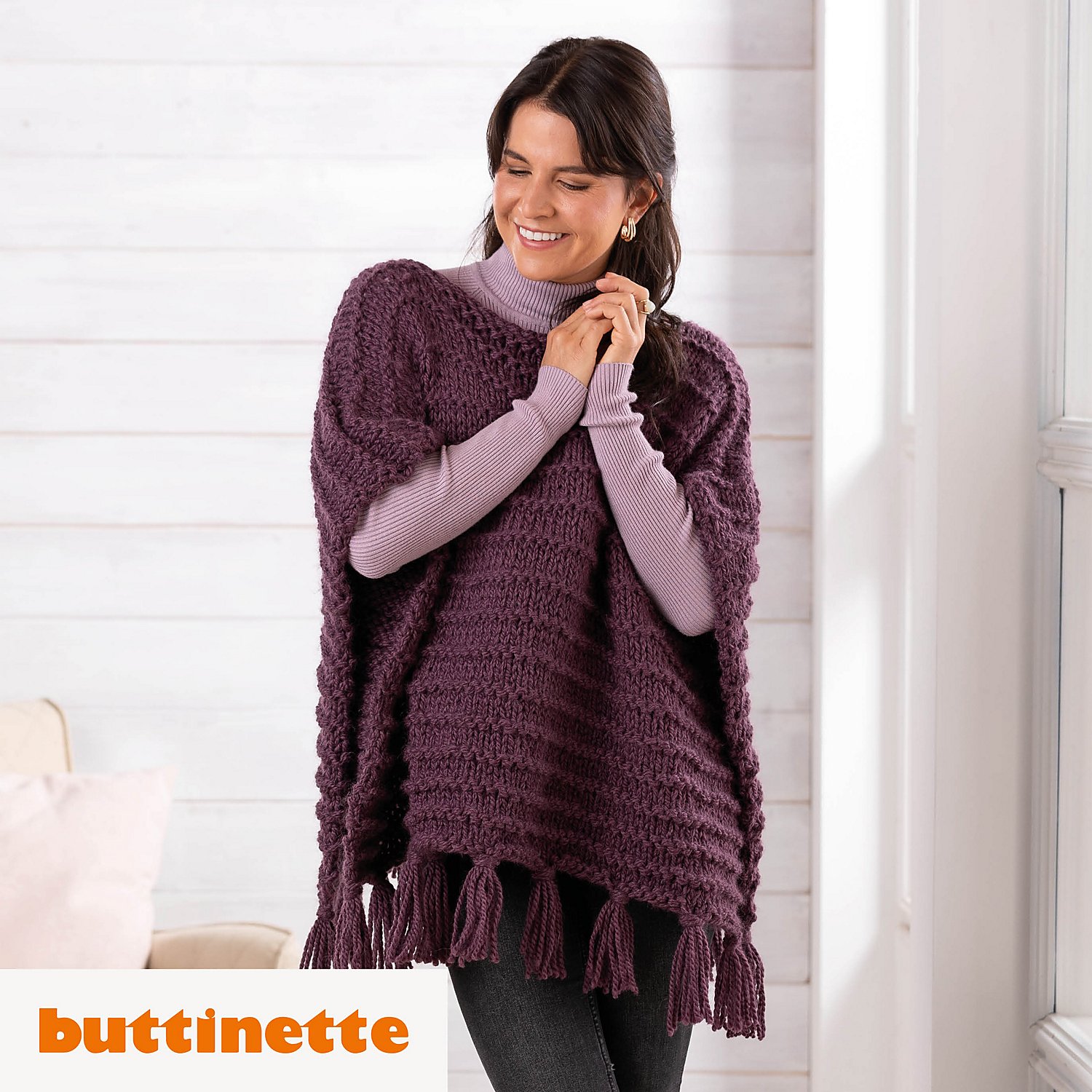 Strickanleitung – Poncho mit Fransen aus Woll Butt Primo Emmi