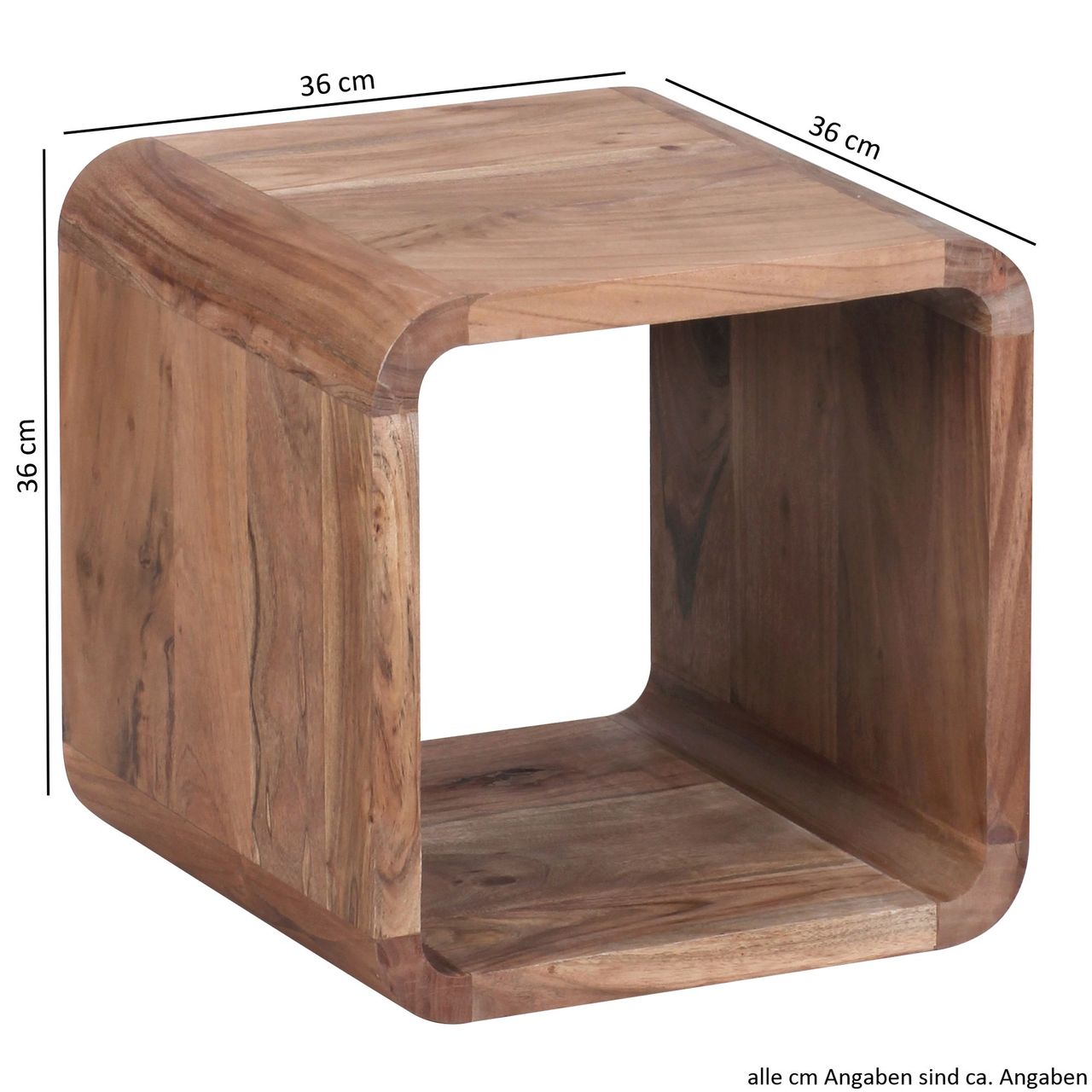 Wohnling Massivholz Akazie Satztisch Beistelltisch 2er Set Cubes Würfelregal