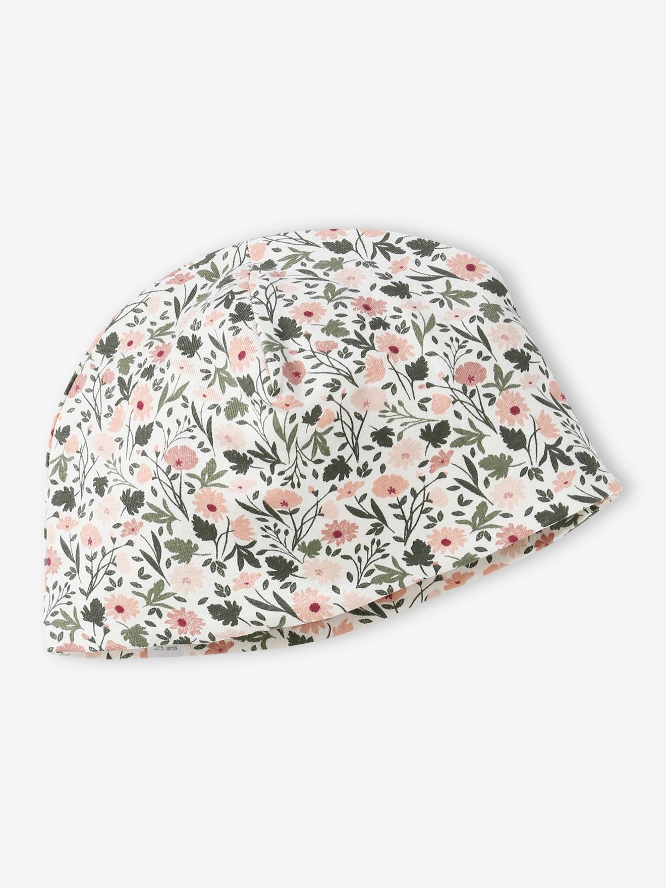 Ensemble fleuri fille bonnet + snood beige