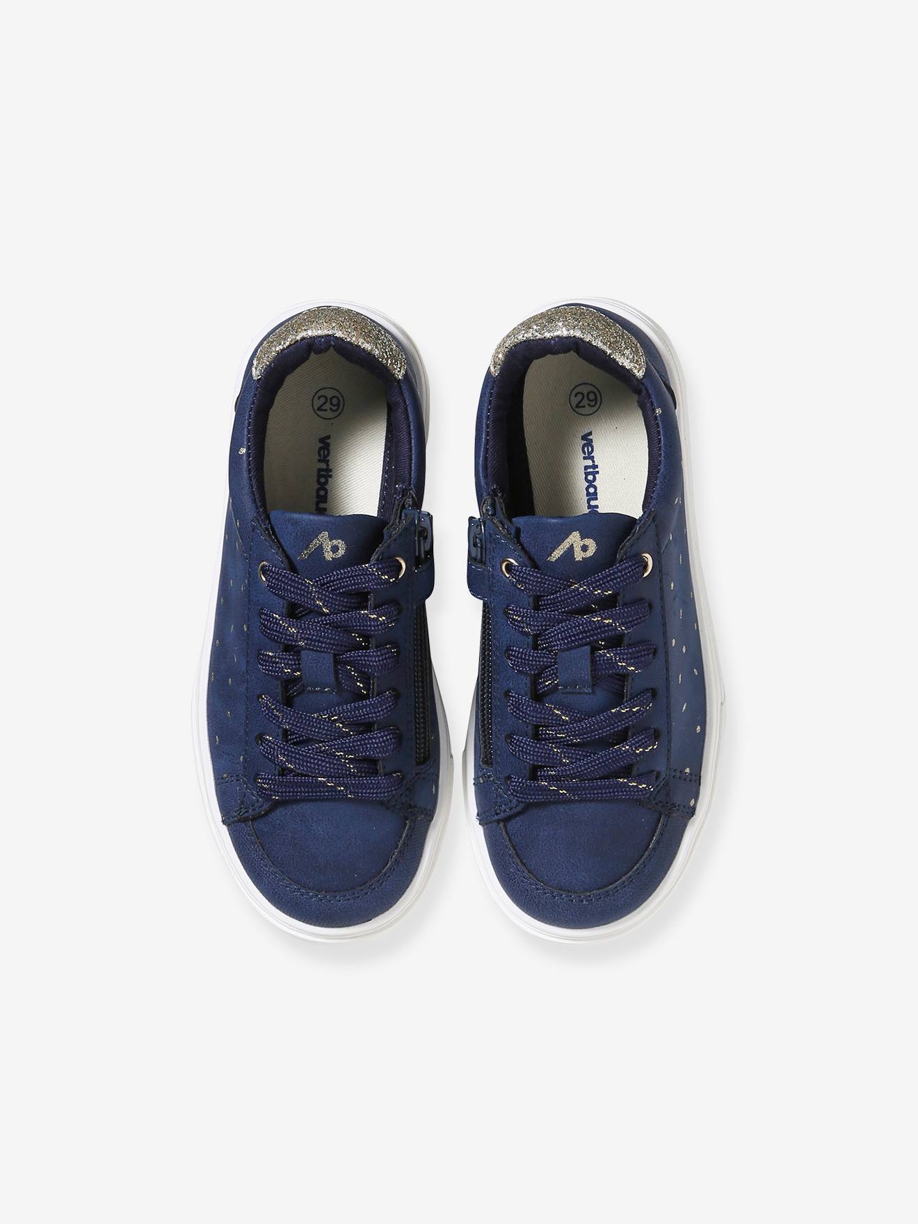 Vertbaudet Mädchen Sneakers mit Reißverschluss - blau bedruckt