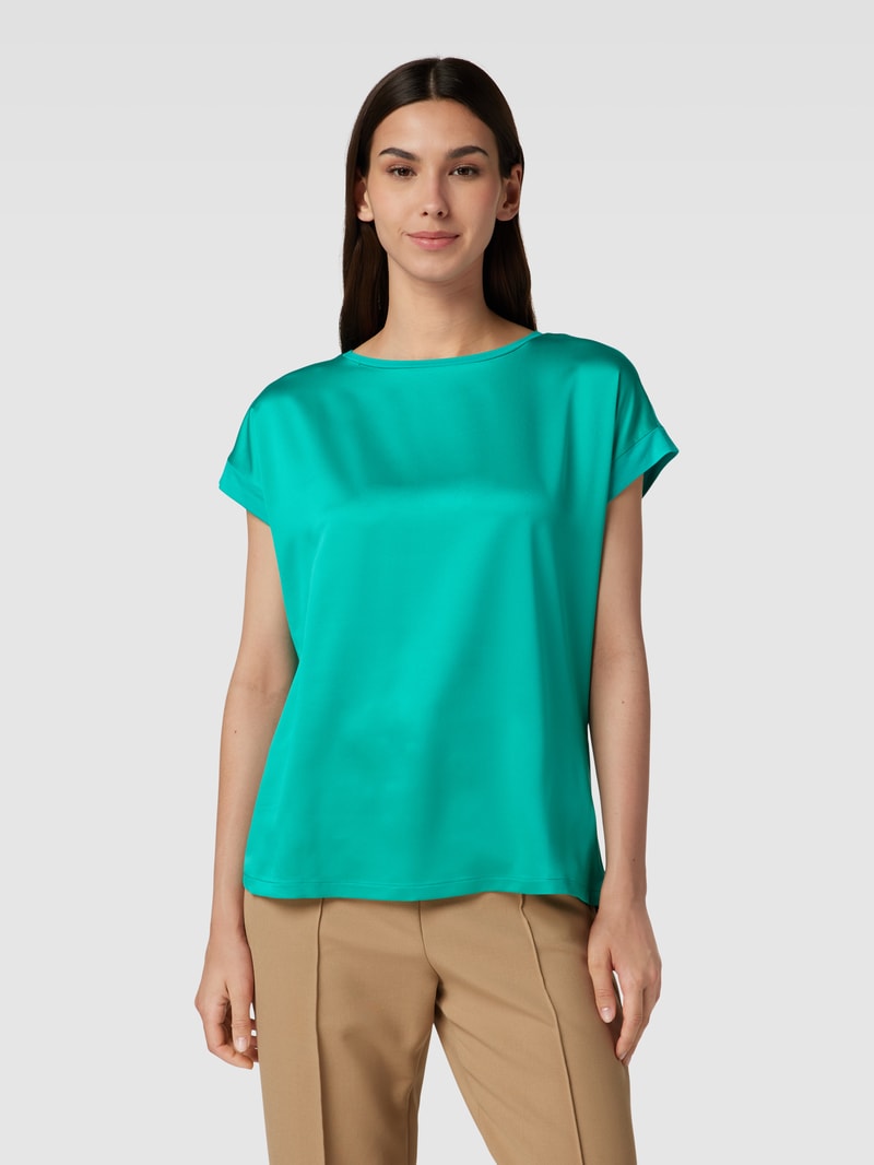 T-Shirt in Satin-Optik in türkis