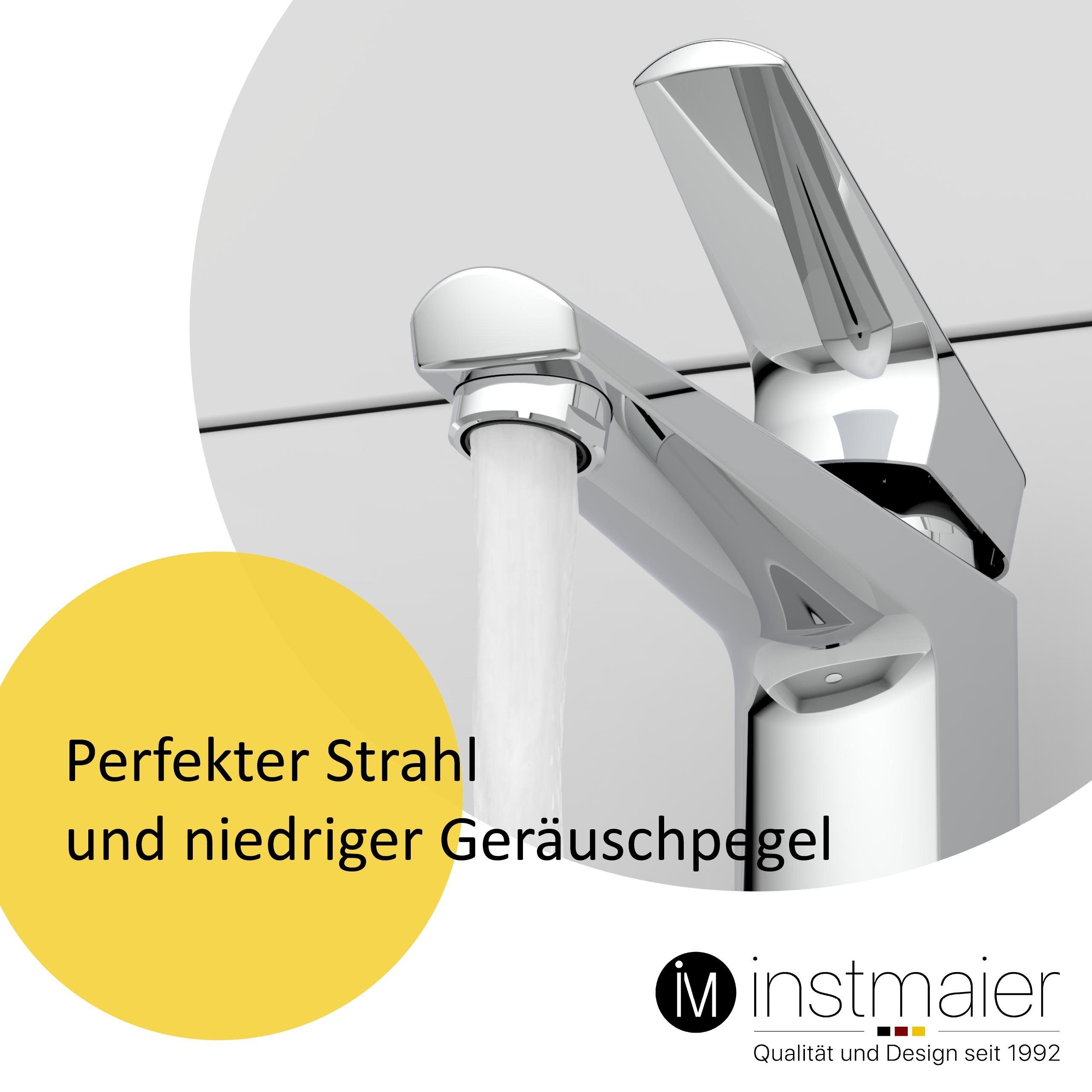 instmaier Waschtischarmatur B2 Wasserhahn für Bad, Waschbeckenarmatur in edlem Design moderne Form mit hochwertiger Chromoberfläche