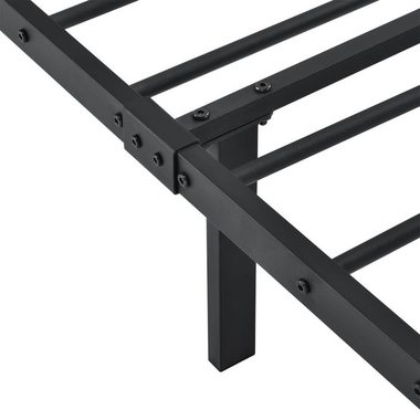 en.casa Metallbett, Damur - schwarz - 90x200cm - mit geschwungenem Kopfteil