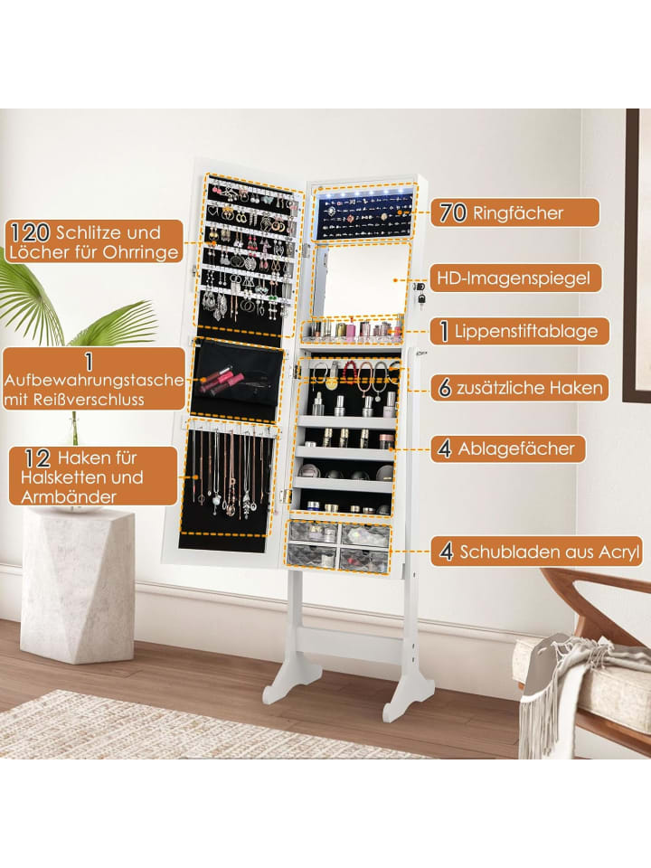 COSTWAY Schmuckschrank in Weiß günstig kaufen 36 cm