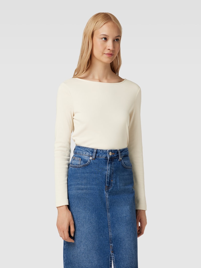 Longsleeve mit U-Boot-Ausschnitt in stein