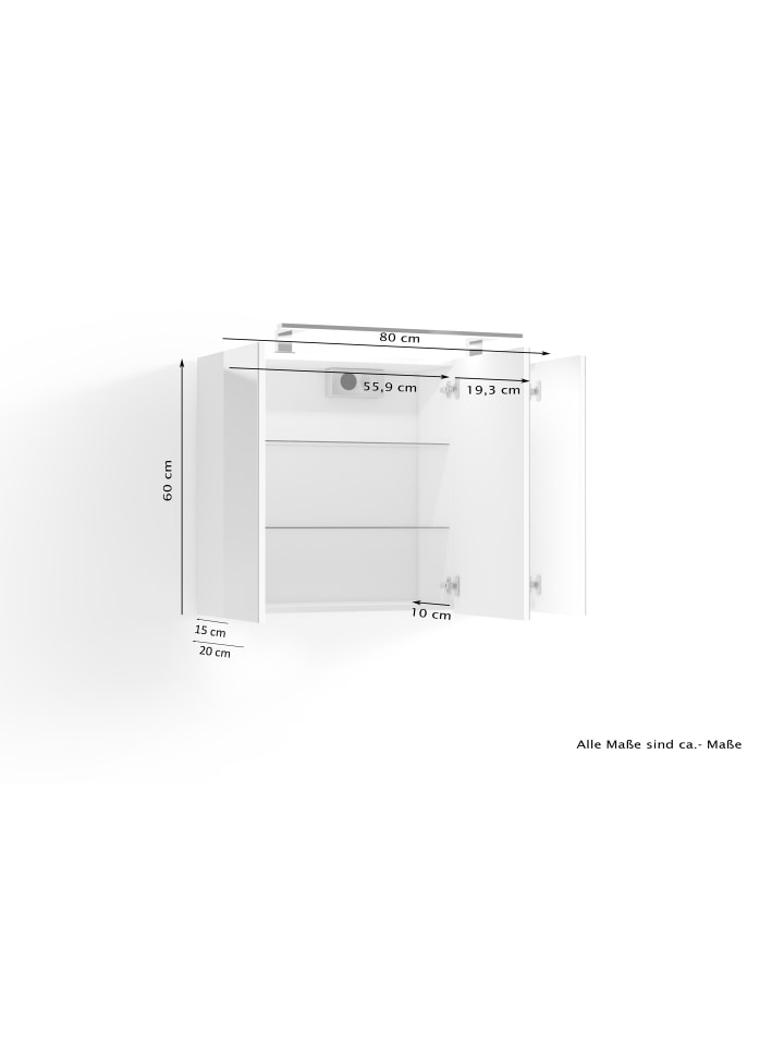 byLiving Spiegelschrank SPREE in weiß - (B) 80 x (H) 60 x (T) 20 cm günstig kaufen onesize