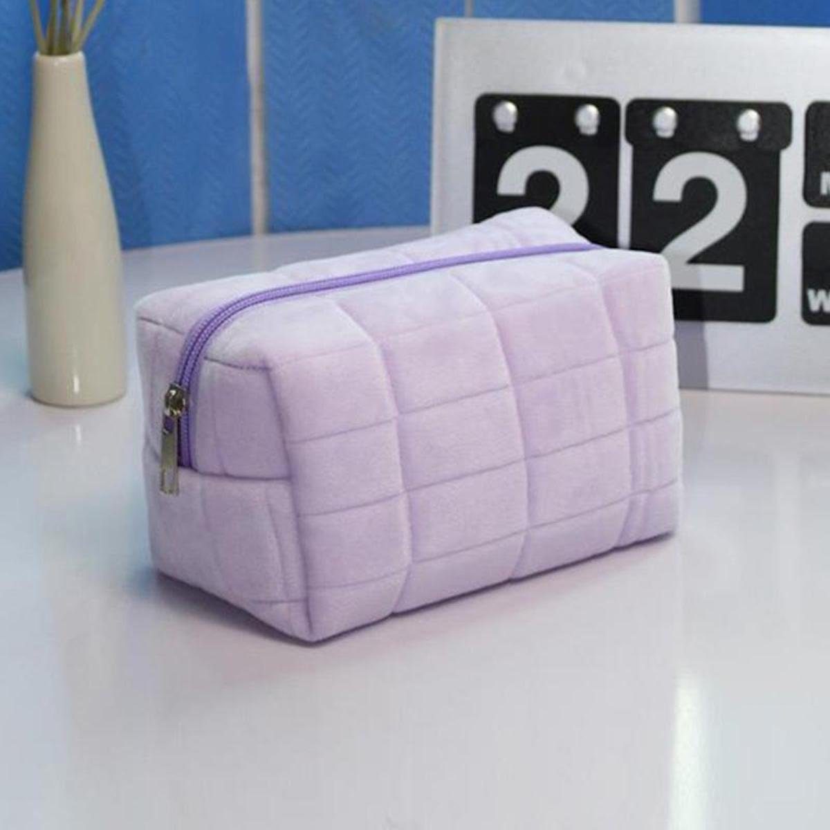 Malantis Kosmetiktasche Plüsch Kosmetikbeutel mit Reißverschluss MakeUp Kulturbeutel Mäppchen (super weich und flauschig, 1 Stück), Wasch Beutel für Reise oder Sport in modernen Farben