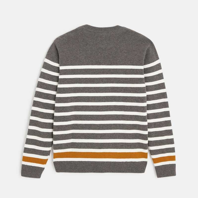 Pull marin en tricot gris garçon