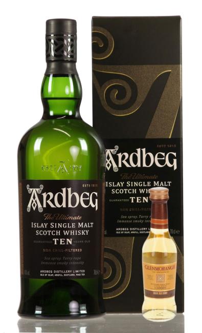 Ardbeg TEN inkl. gratis Miniatur Glenmorangie 0,75 l·45,6 % vol