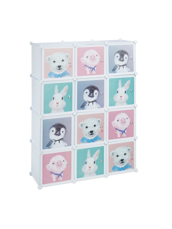 relaxdays Kinder Steckregal in Weiß/ Bunt - (B)109x (H)145 x (T)37 cm günstig kaufen onesize
