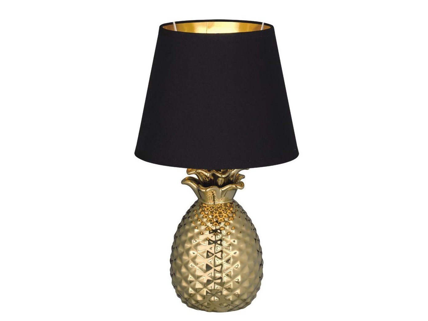 meineWunschleuchte LED Tischleuchte, LED wechselbar, Warmweiß, besondere ausgefallene Designer-lampe Fensterbank Schwarz Gold, H 35cm