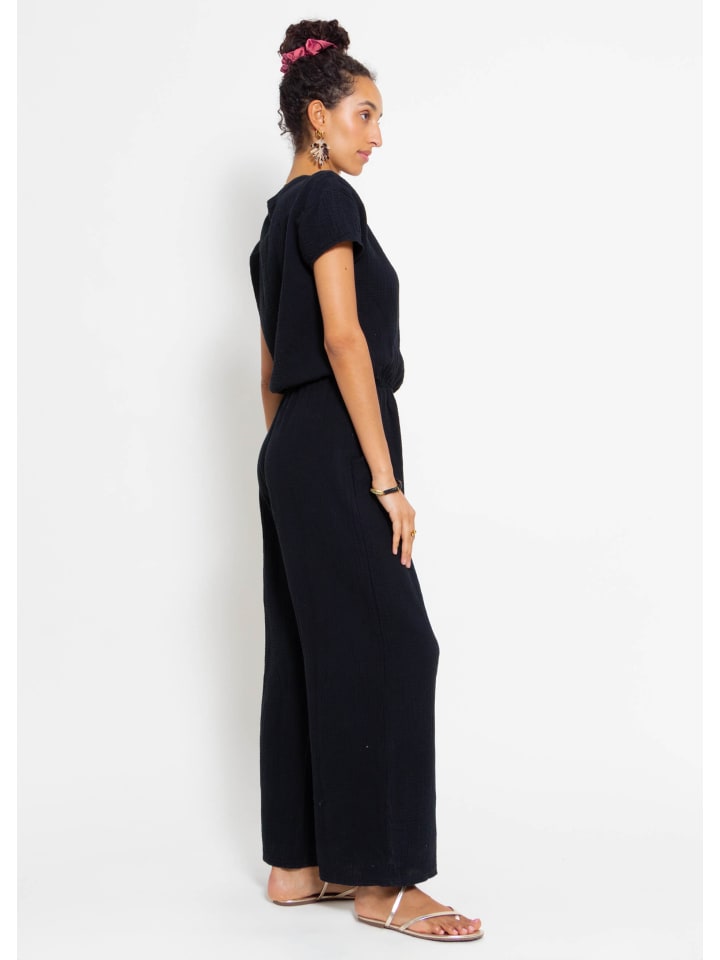 SASSYCLASSY Casual Musselin Jumpsuit in Schwarz günstig kaufen M