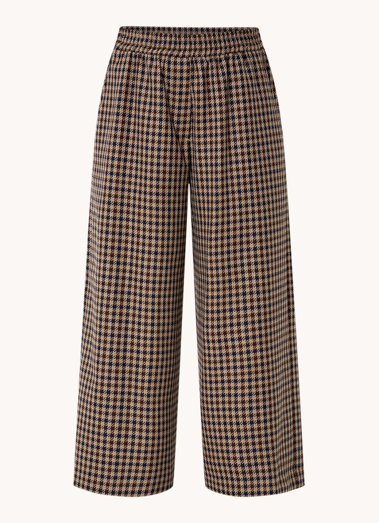 MaxMara Ebe high waist wide fit cropped trousers in wool blend with checked design