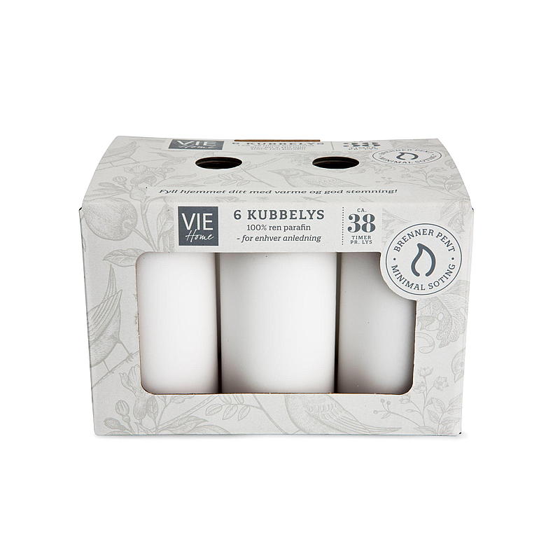 Vie Home Kubbelys 6-pk 6x11 cm hvit