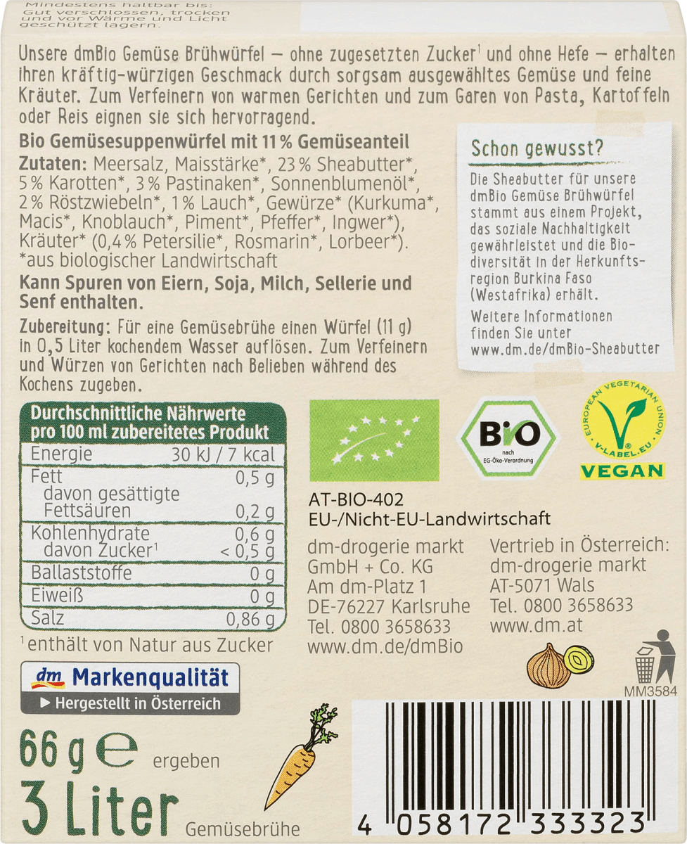 Gemüsebrühwürfel, glutenfrei, 66 g