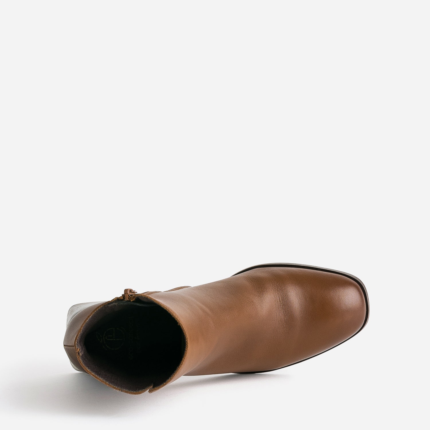 Boots cognac en cuir éco-conçu avec anneau en D