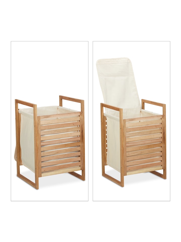 relaxdays Wäschekorb in Natur/ Beige - (B)40 x (H)60 x (T)35 cm günstig kaufen onesize