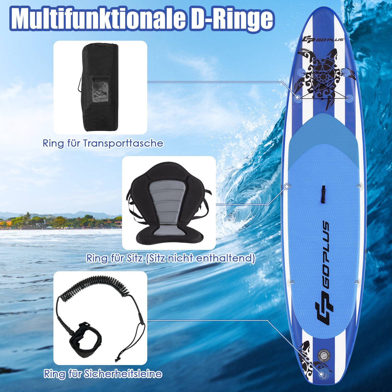 COSTWAY SUP-Board Stand Up Paddling Board, mit Sitz, bis 150kg