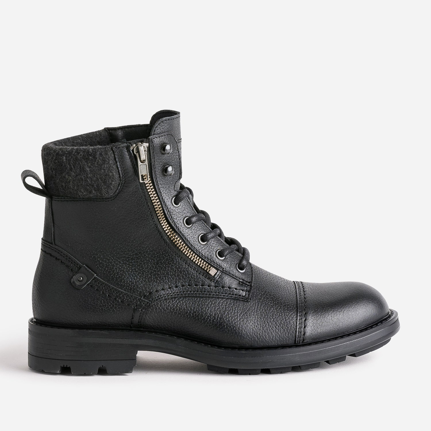 Boots à lacet noir en cuir