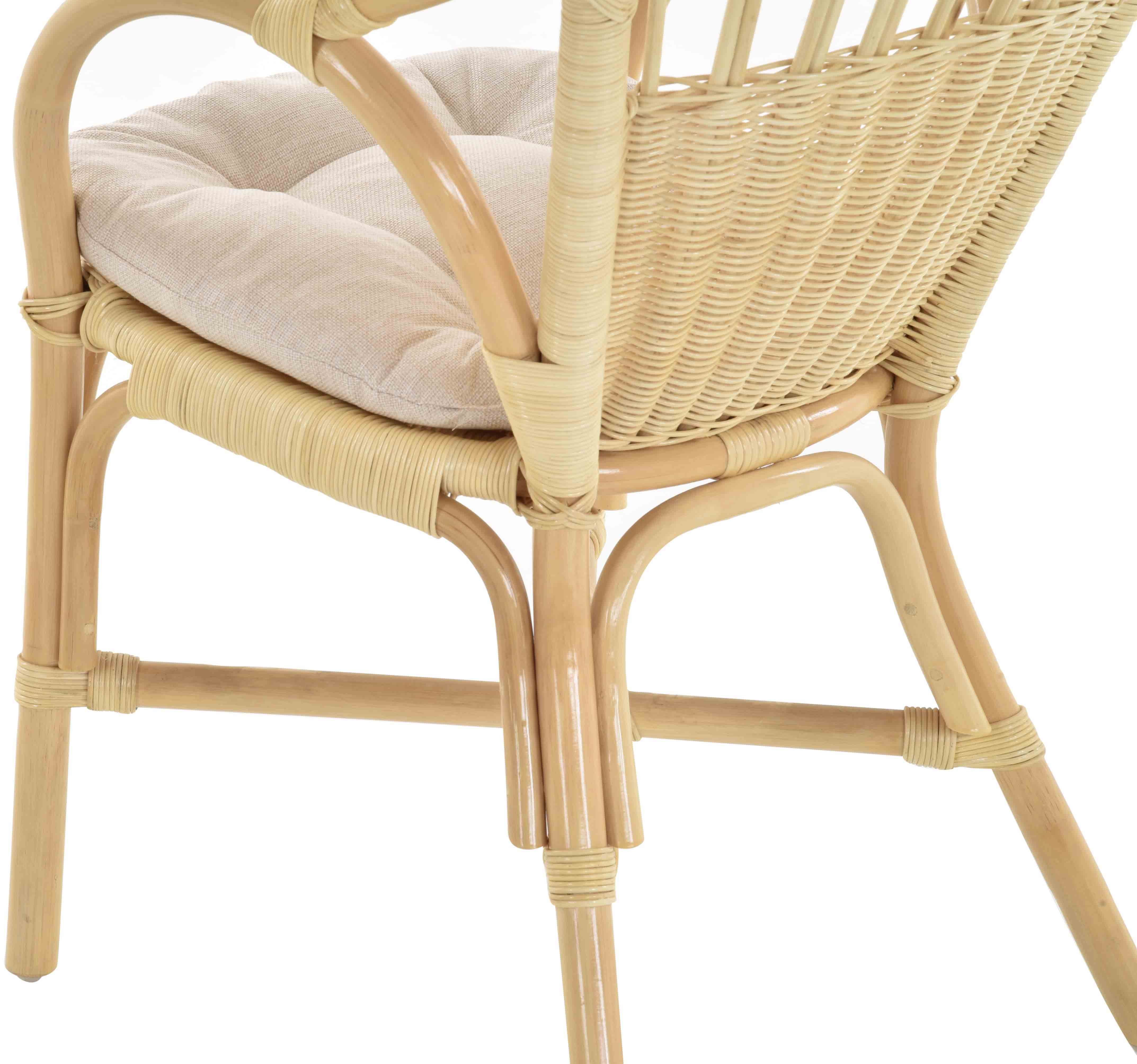 Krines Home Stapelstuhl Stapelbarer Rattan Wintergarten Sessel Korbstuhl mit Armlehnen, Korbsessel Geflochten, Stabil