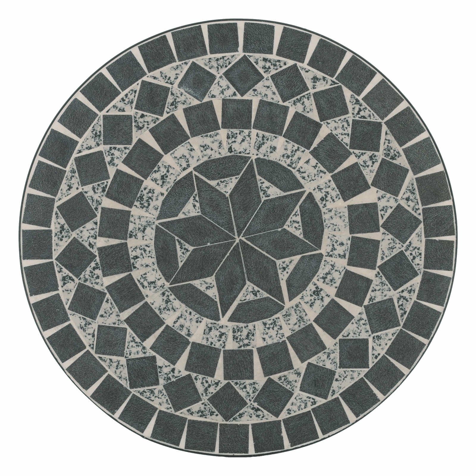 Raburg Gartentisch Mosaiktisch MAYLA, verschiedene Farben & Designs, 60 cm Ø, 72 cm hoch (rund), Metallgestell SCHWARZ, liebevolle Handarbeit, kompakt, 1-4 Personen