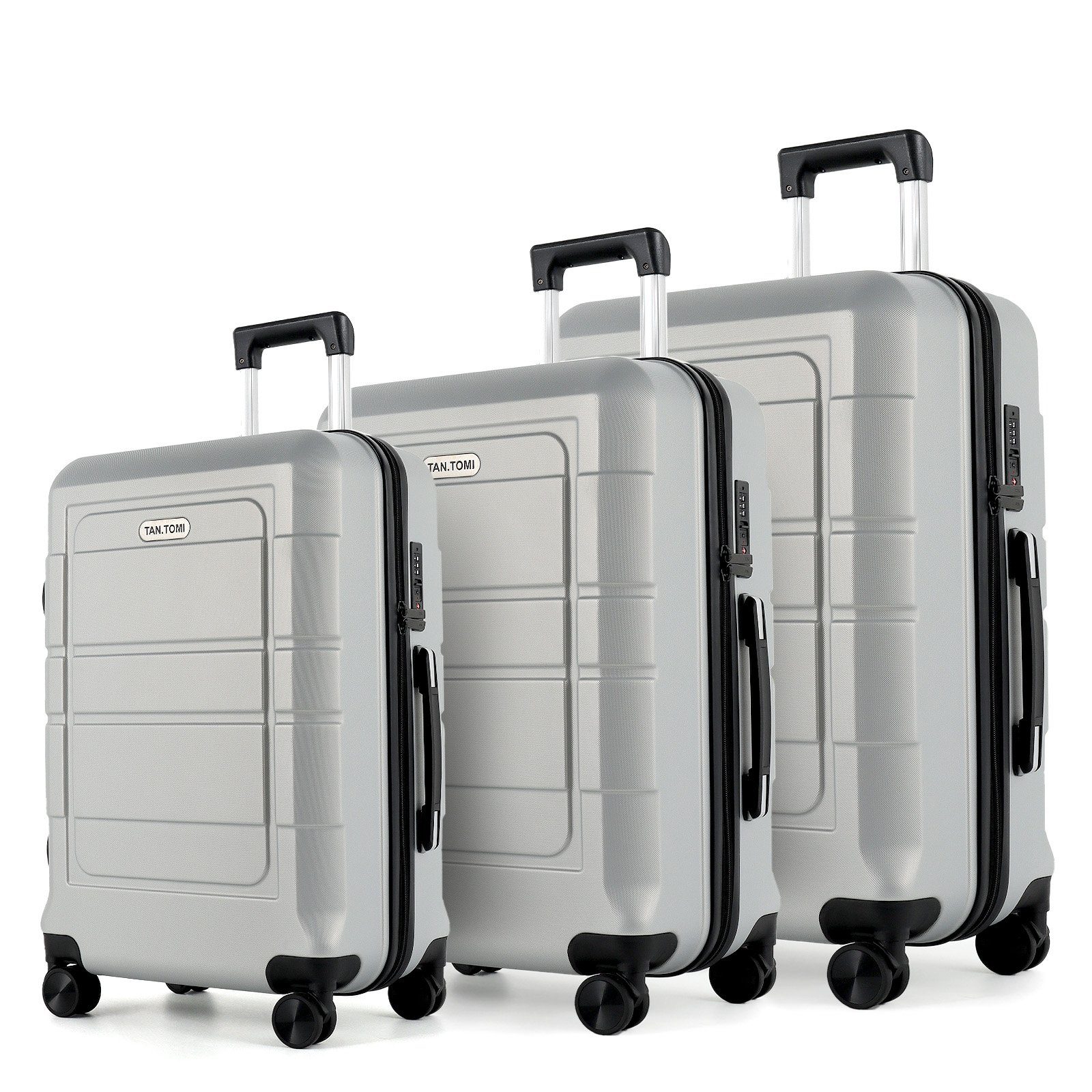 TAN.TOMI Trolleyset 3-Tlg Hartschalenkofferset Hard Shell Hartschalenkoffer Trolley Koffer, 4 Rollen, (3 tlg), Reisekoffer Reisekofferset Gepäck mit 4 Rollen und TSA Schloss(M-L-XL)