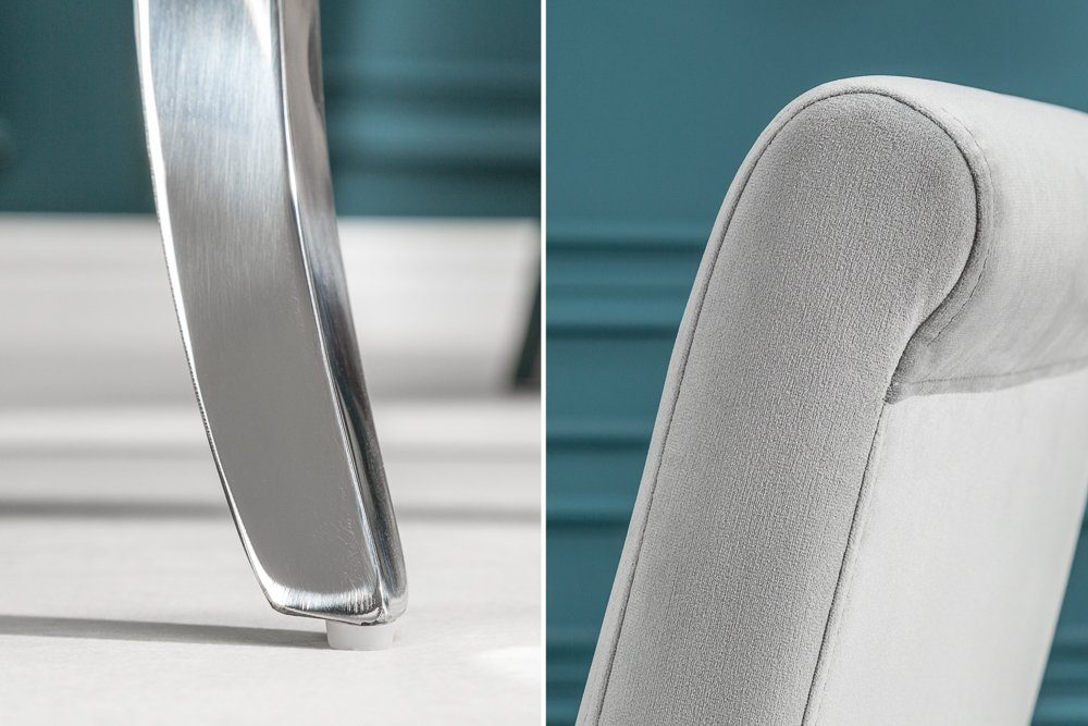 riess-ambiente Polsterstuhl MODERN BAROCK edel-grau / silber (Einzelartikel, 1 St), Esszimmer · Samt · Edelstahl