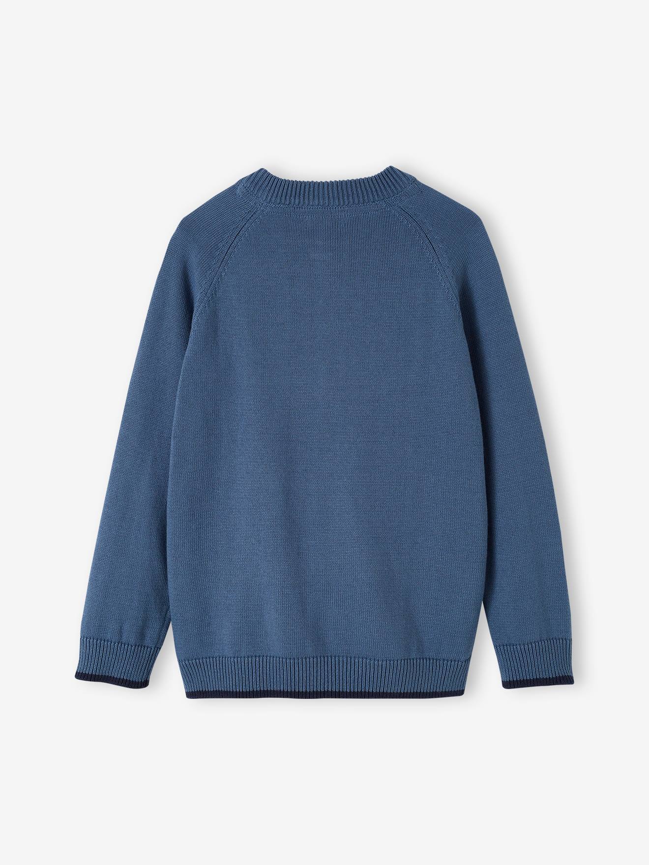 Vertbaudet Jungen Strickjacke im College, personalisierbar-Look Oeko-Tex - salbeigrün