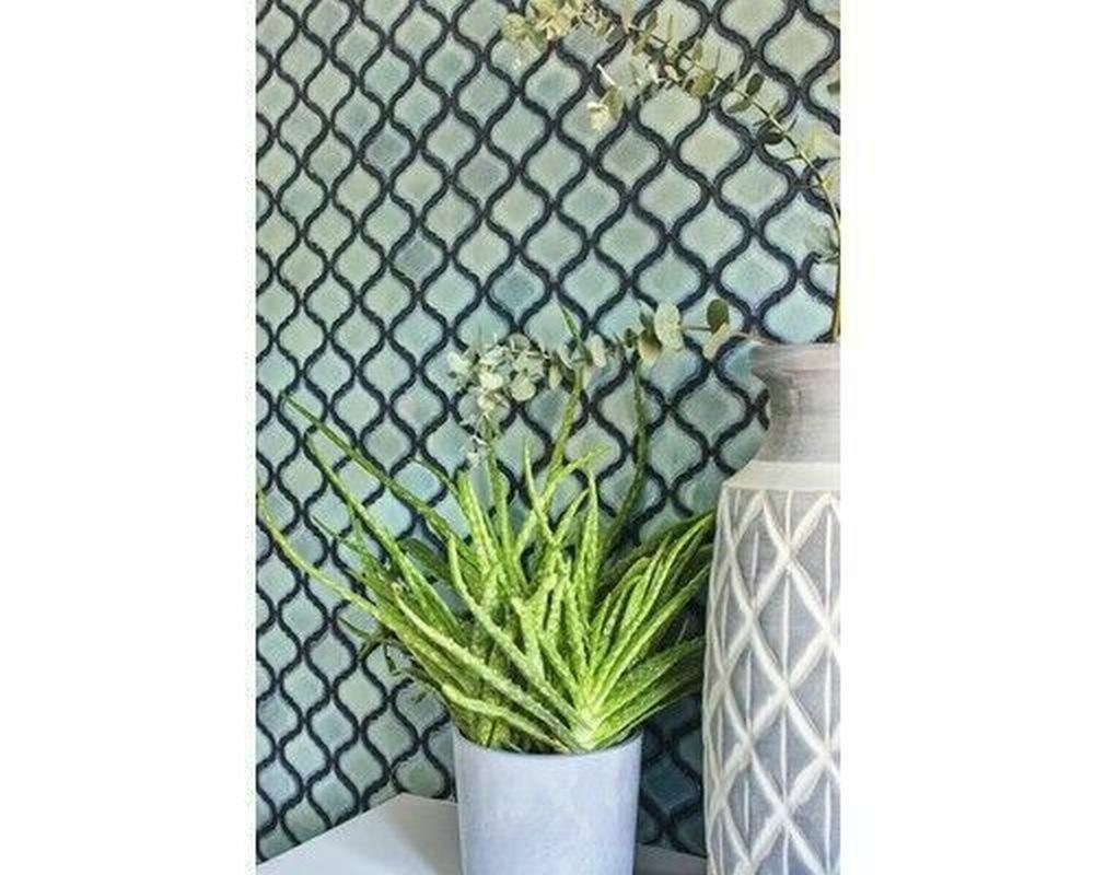 Mosani Mosaikfliesen Florentiner Retro Vintage Mosaik Keramik blau glänzend Bad Küche WC