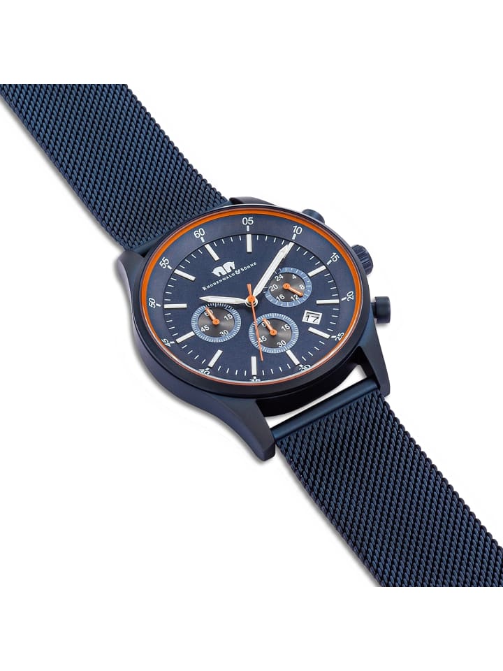 Rhodenwald & Söhne Herren Chronograph blau Edelstahl blau in blau günstig kaufen 23 cm