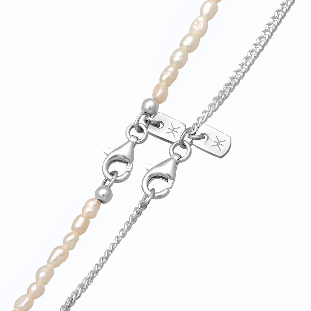 KUZZOI KUZZOI Collier Hommes Tendance Simple avec perles d'eau douce en argent sterling  collier