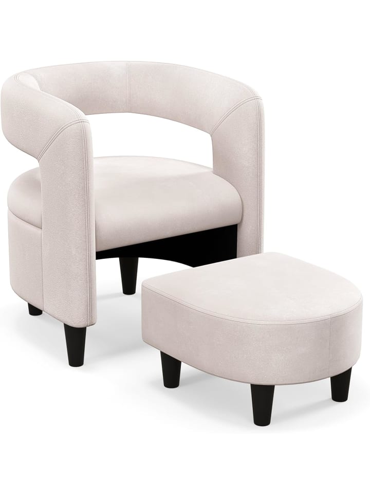 COSTWAY Relaxsessel mit Hocker in Beige günstig kaufen onesize