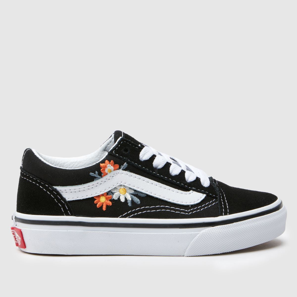 Vans svarta old skool blommiga flickor juniorsneakers