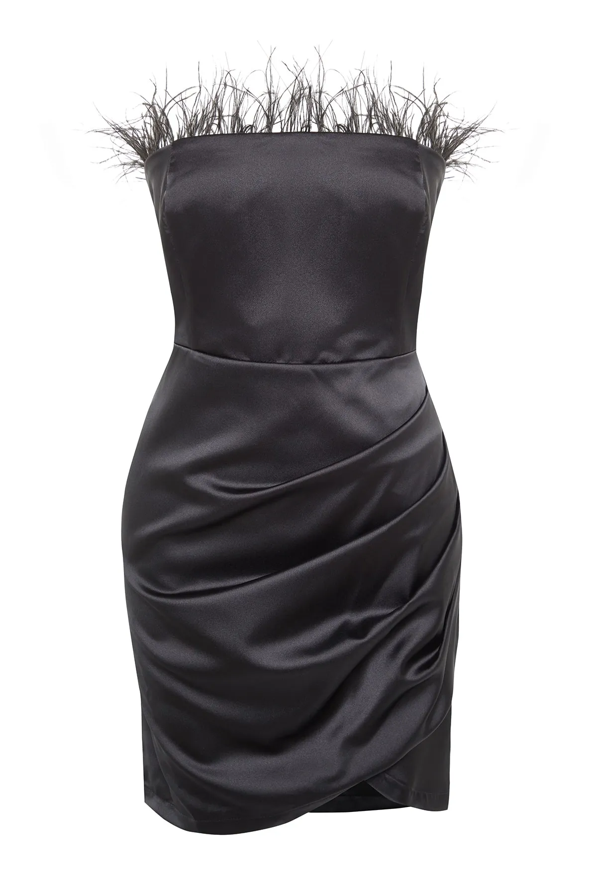 Trendyol Collection  Schwarzes, zweireihiges, gefüttertes Satin-Elegantes Abendkleid TPRSS23EL00019