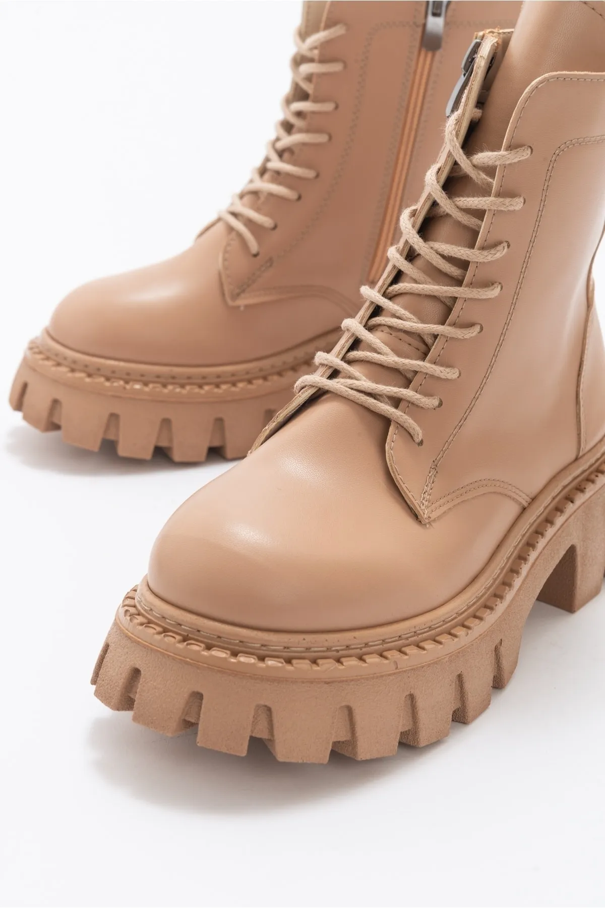 LuviShoes  Tool Dunkelbeige Damenstiefel