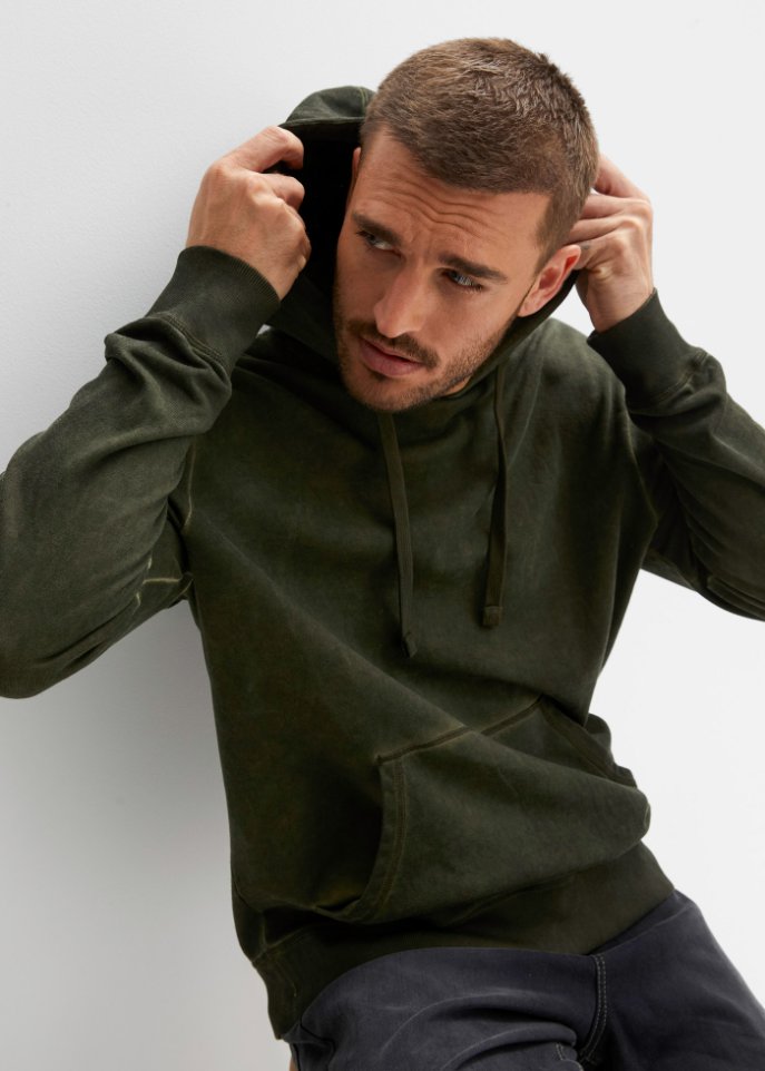 Kapuzensweatshirt in gewaschener Optik, Loose Fit