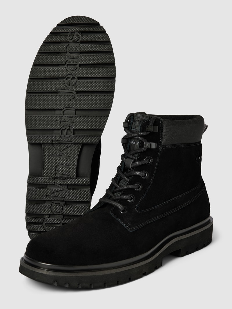 Schnürboots aus Leder-Mix Modell 'EVA' in black