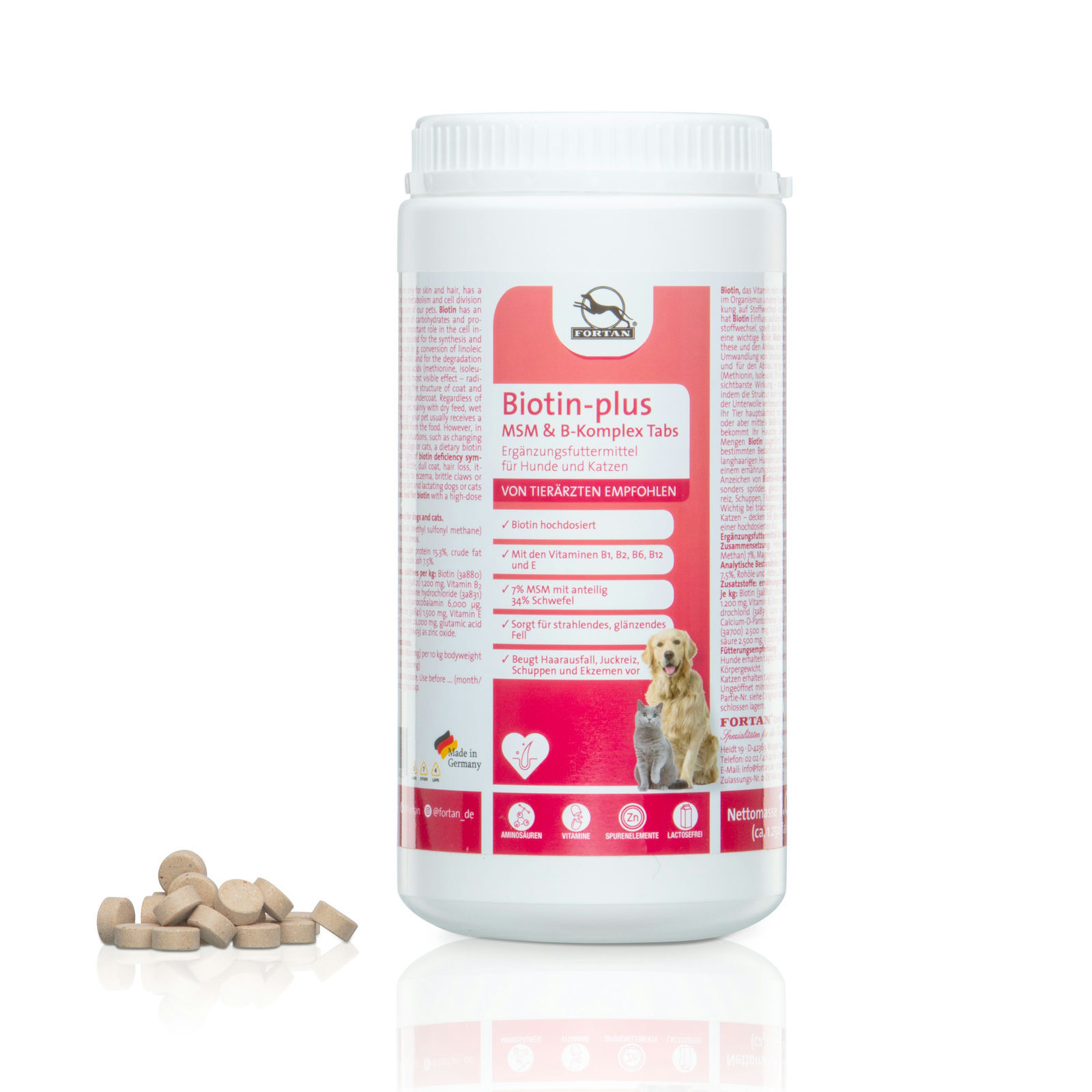 Fortan Ergänzungsfutter & Aufzucht Fortan Biotin-plus MSM & B-Komplex Tabs 1 kg