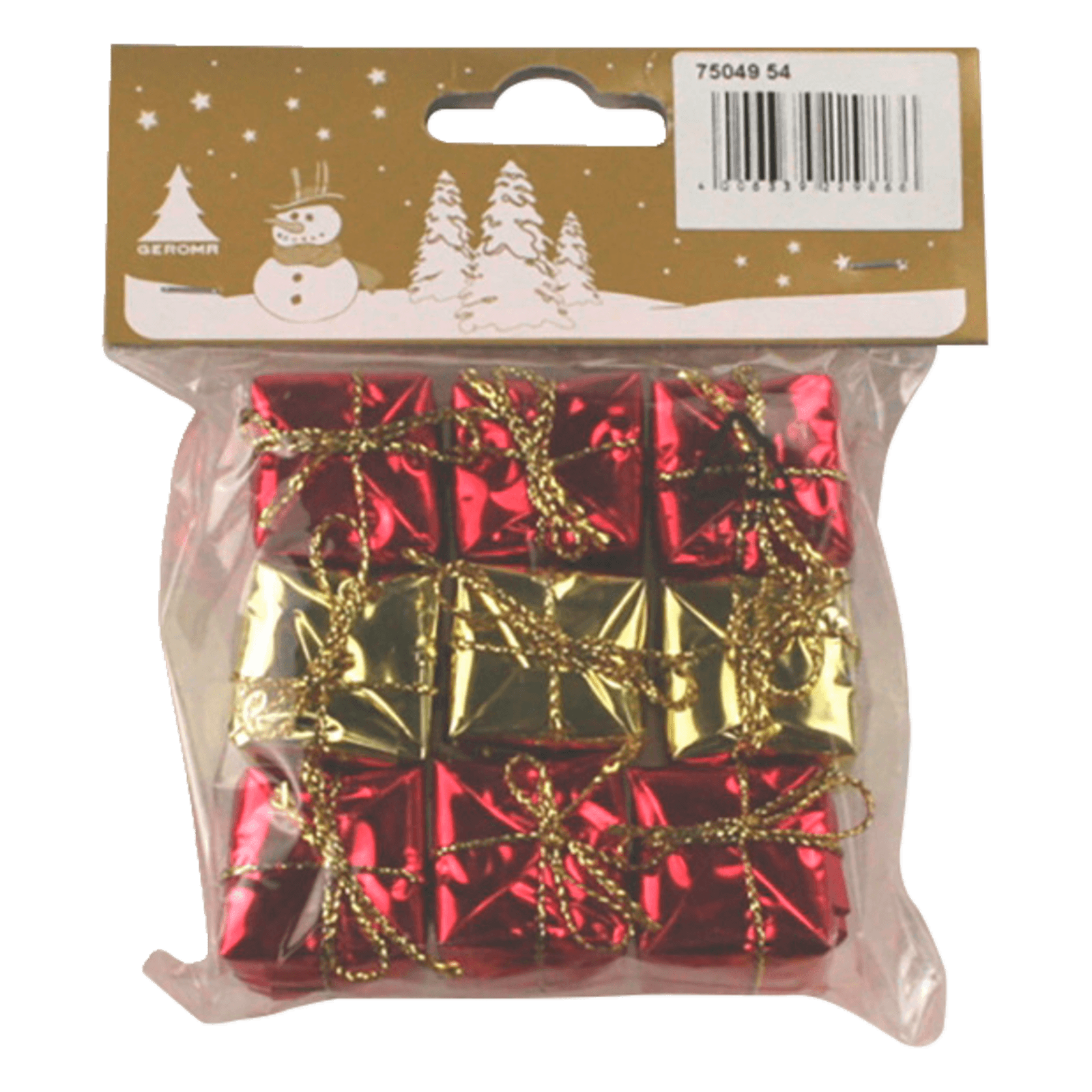 Folienpäckchen rot gold 2,5cm 9 Stück