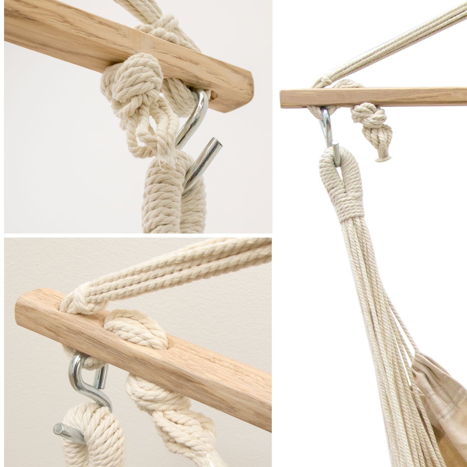 AMANKA Hängematte Extra-Sicher XXL Hängesessel Sitz-Hängematte, 185x130 cm Hängestuhl Beige