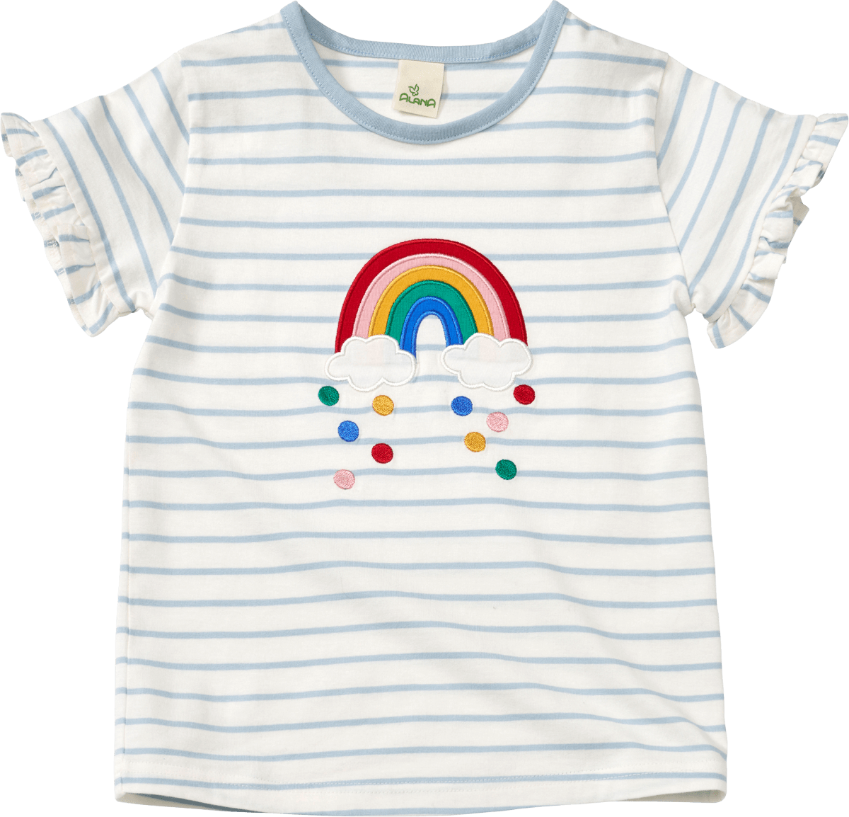 T-Shirt mit Regenbogen-Motiv, blau & weiß, Gr. 116, 1 St