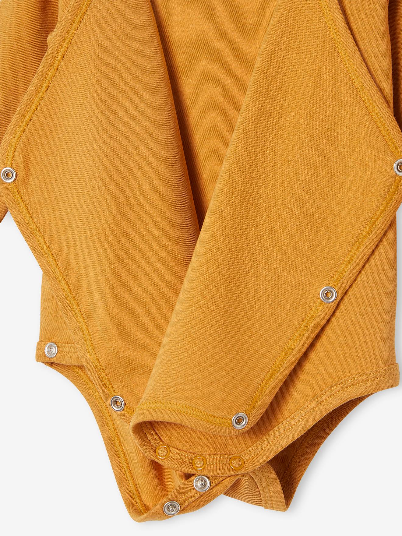 Lot de 5 bodies manches longues bébé ouverture naissance lot orange grisé