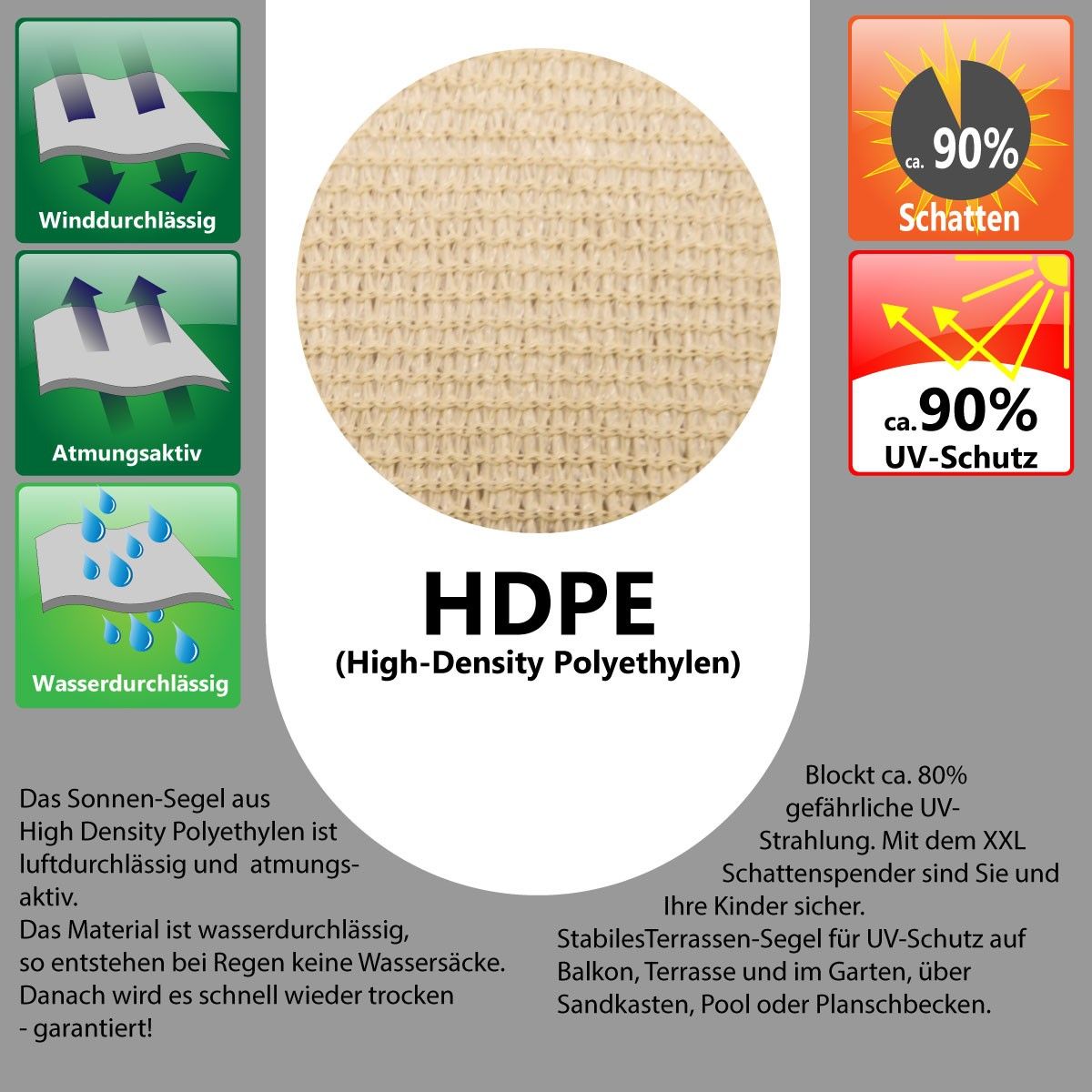 AMANKA 6 x 4,2 HDPE Sonnensegel