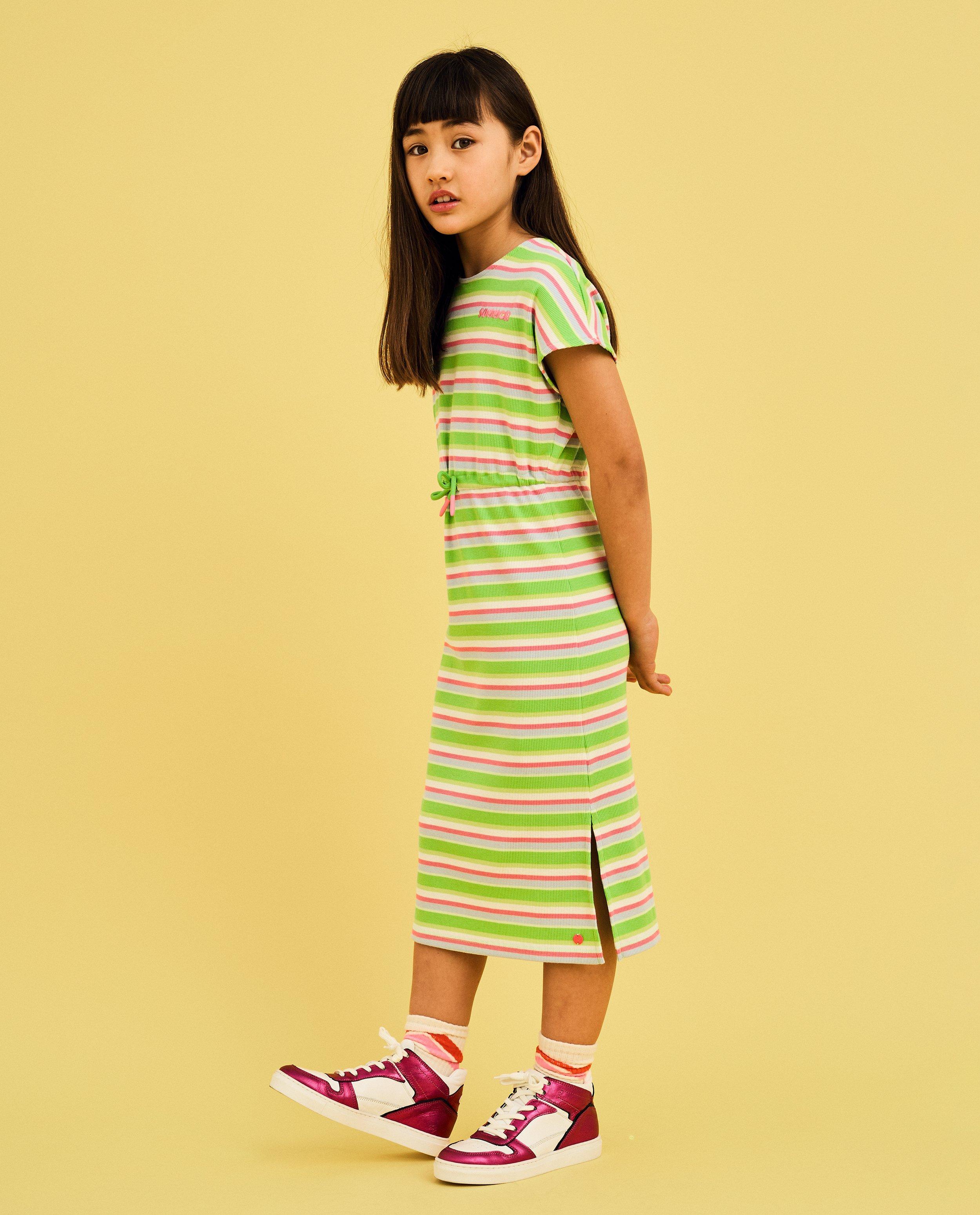 Rochie CKS cu nervuri fine verde aprins