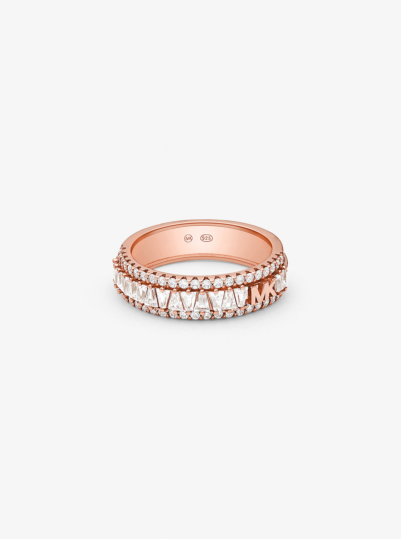 Precious Metal-Plated Sterling Silver Pavé Ring - ROSE GOLD