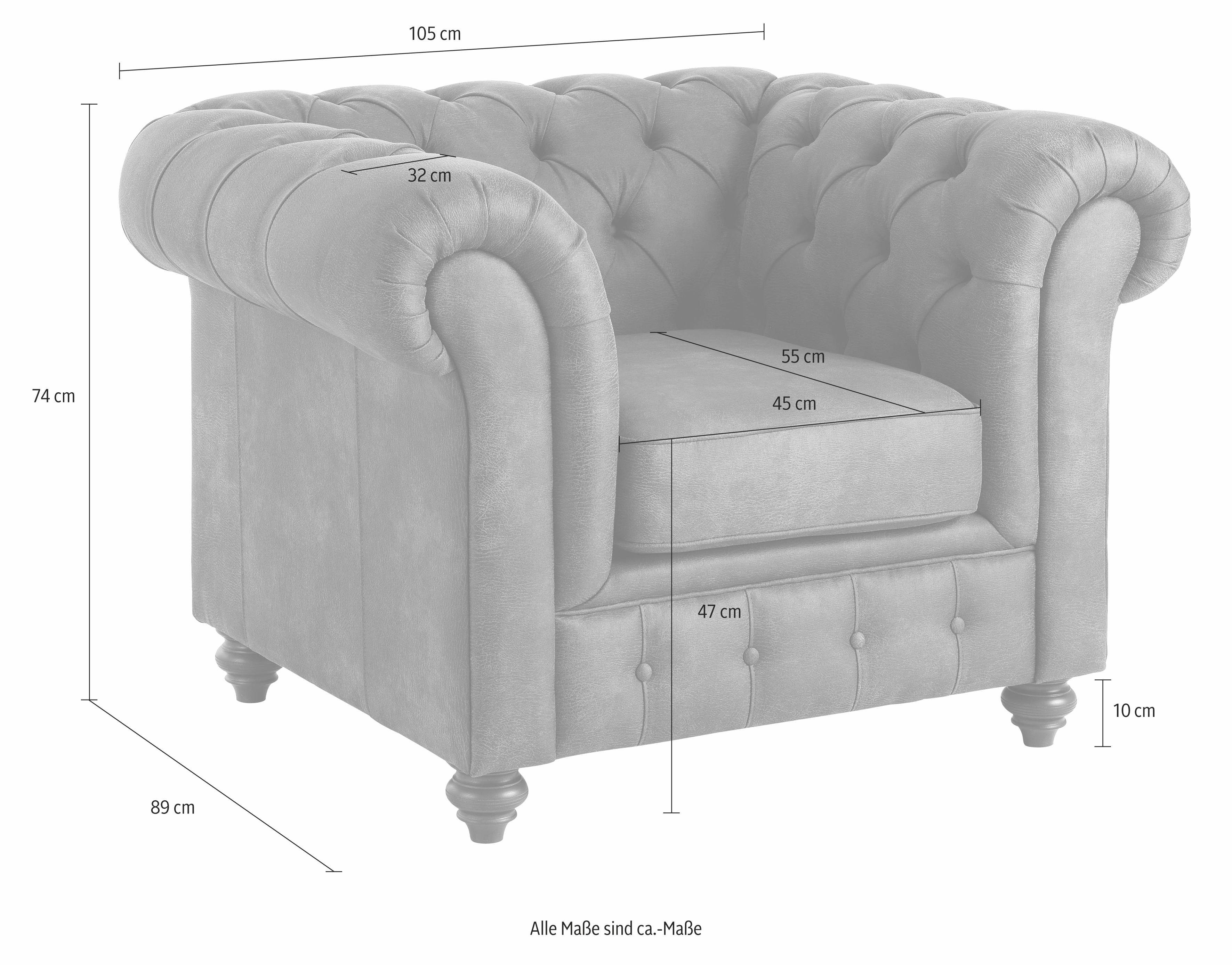Home affaire Sessel Chesterfield, mit Knopfheftung, auch in Leder