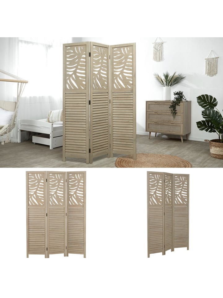 Homestyle4u 3-tlg. Paravent in Braun 120x170 günstig kaufen onesize